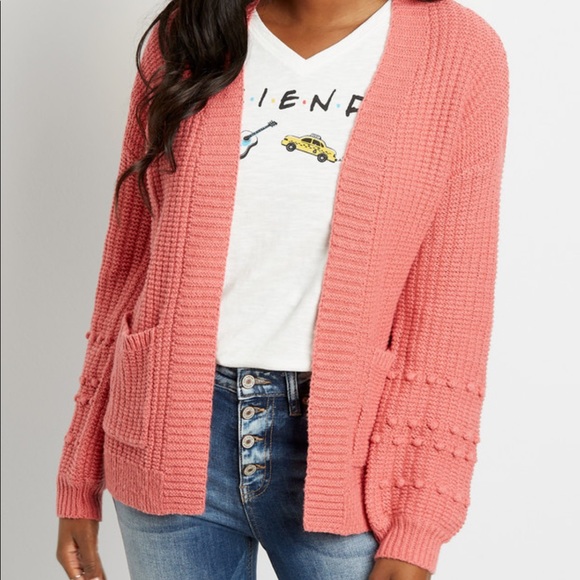 Maurices Bobble Sleeve Pink Cardigan 